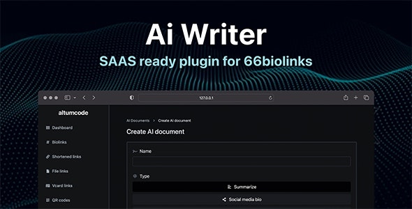 AI - Writing Assistant, Image Generator, Speech to Text - 66biolinks plugin Nulled Free Download