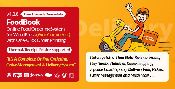 FoodBook | Online Food Ordering & Delivery System for WordPress with One-Click Order Printing Nulled Free Download