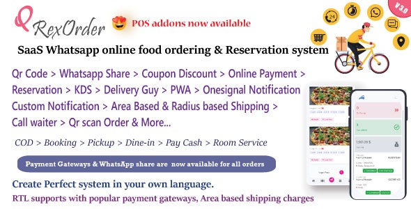QrexOrder - SaaS Restaurants / QR Menu / WhatsApp Online ordering / Reservation system Nulled Free Download